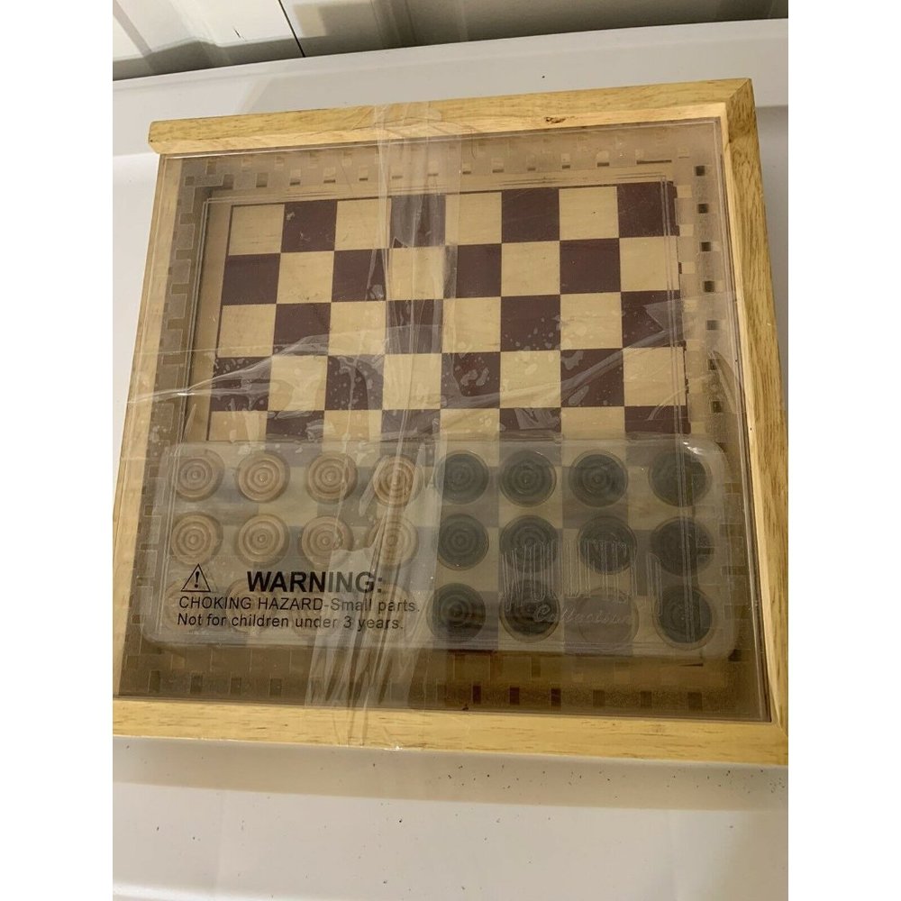 New Wood Checkers Set-Cardinal Industries 2002-‎ Woodfield Collection-Board Game